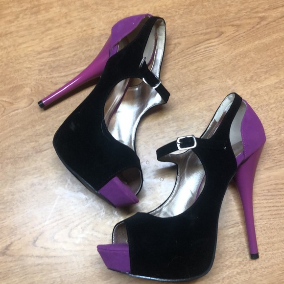 Black & fuchsia heels - Picture 2 of 6